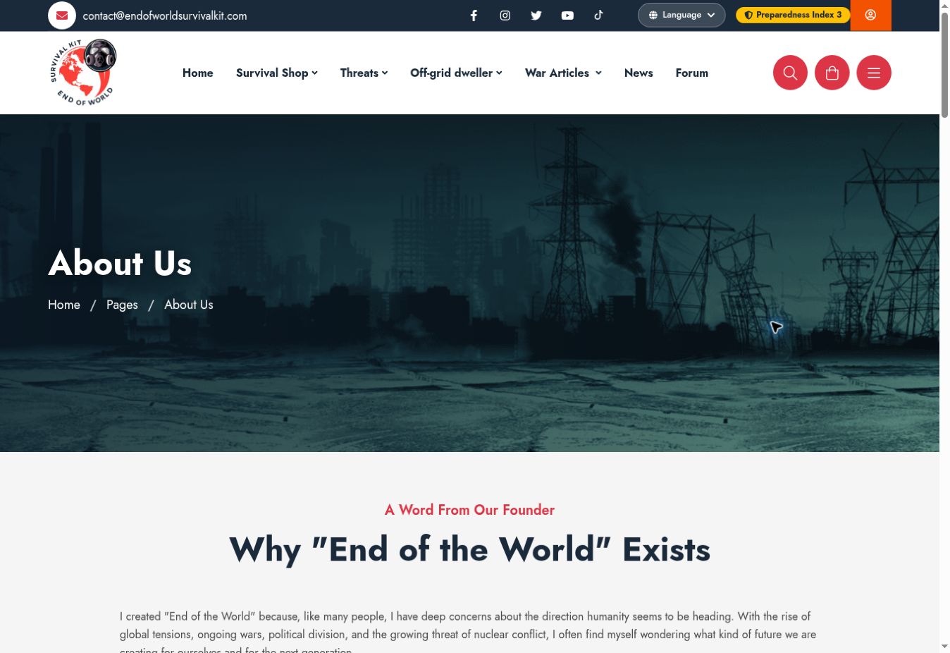 Screenshot of About the website