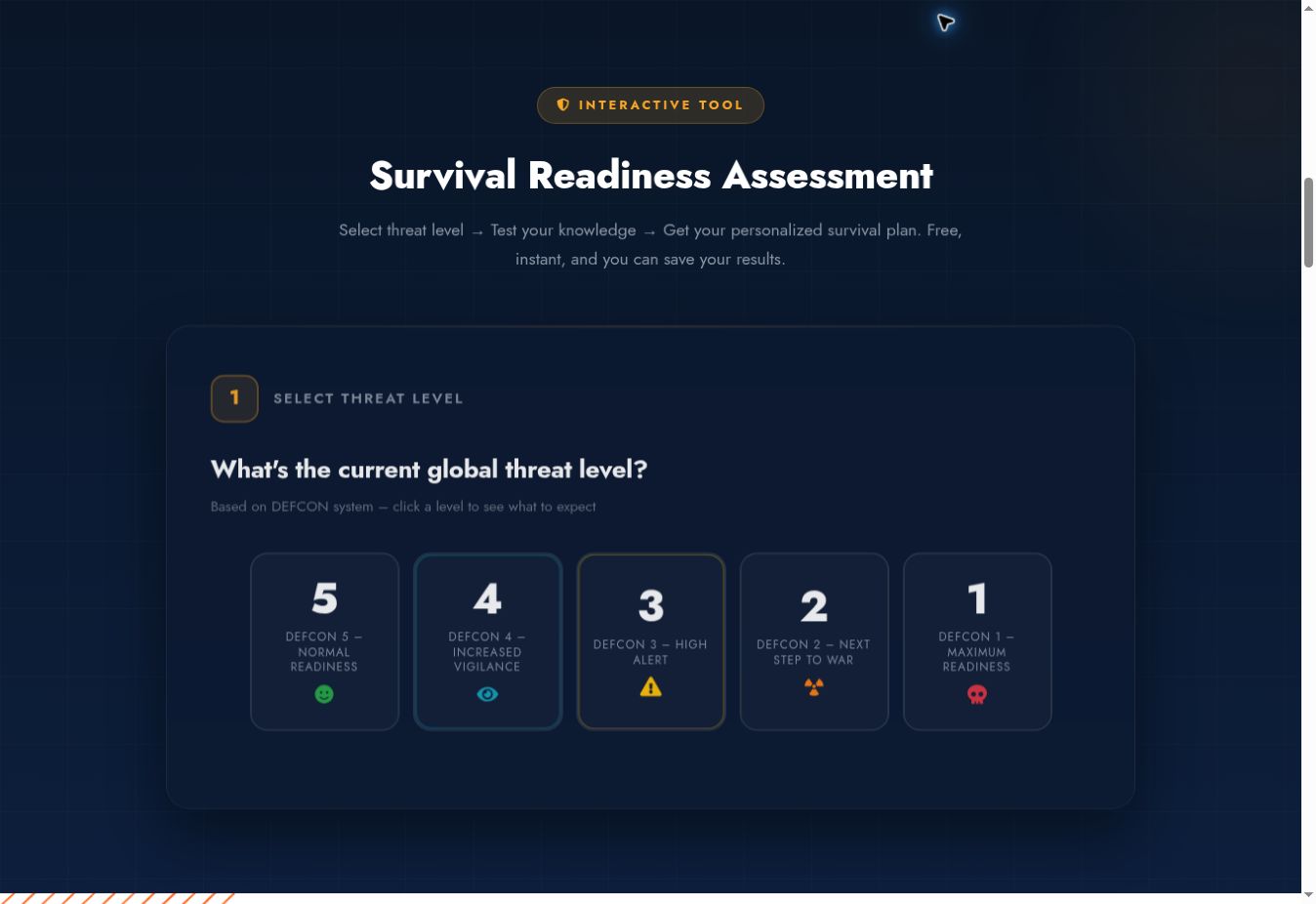 Screenshot of Readiness assessment
