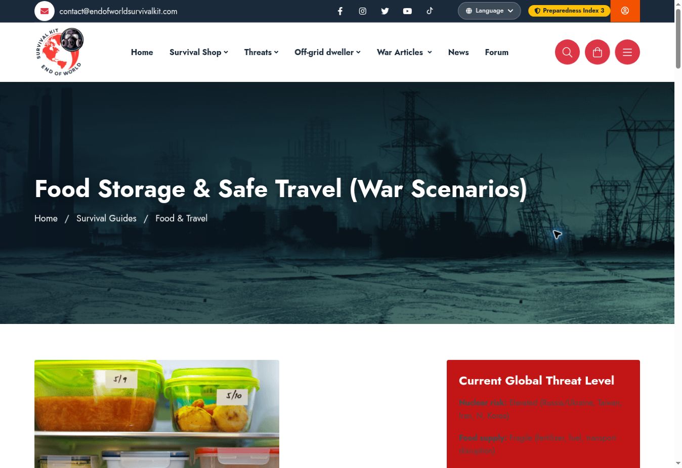 Screenshot of Food storage & travel