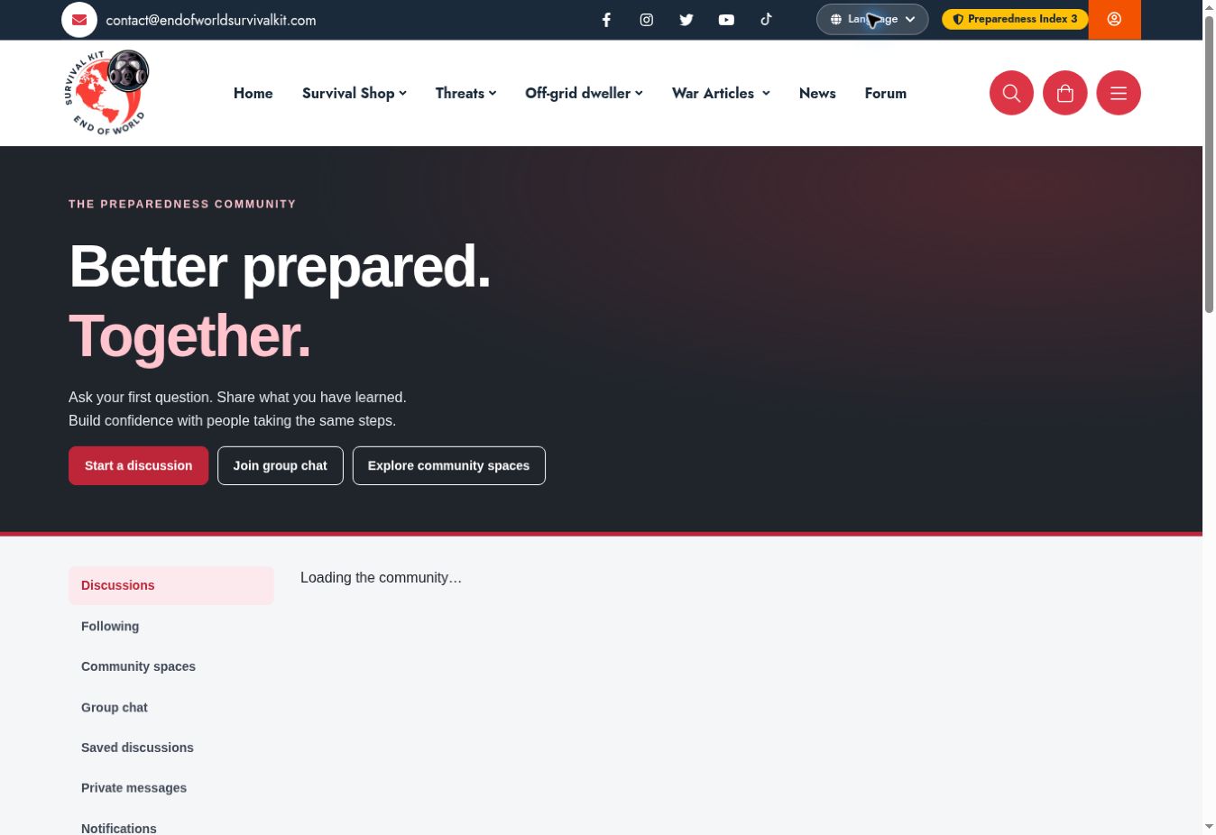 Screenshot of Community forum