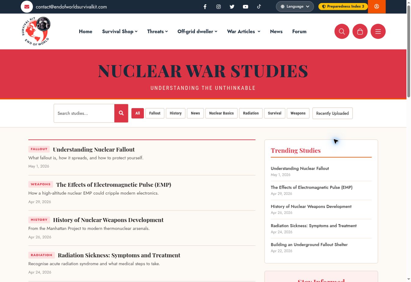 Screenshot of Nuclear war studies