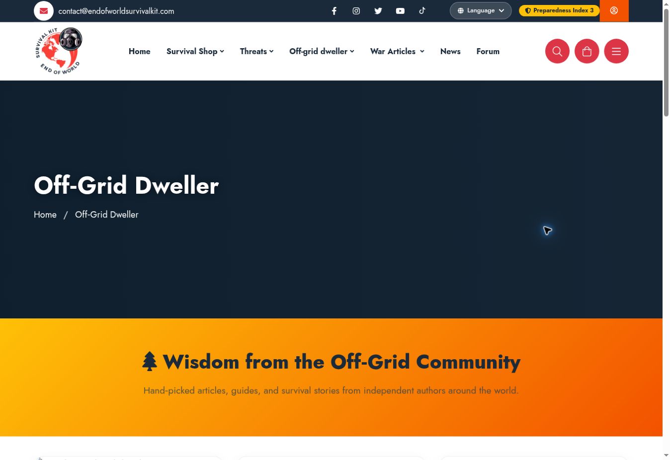 Screenshot of Off-grid overview