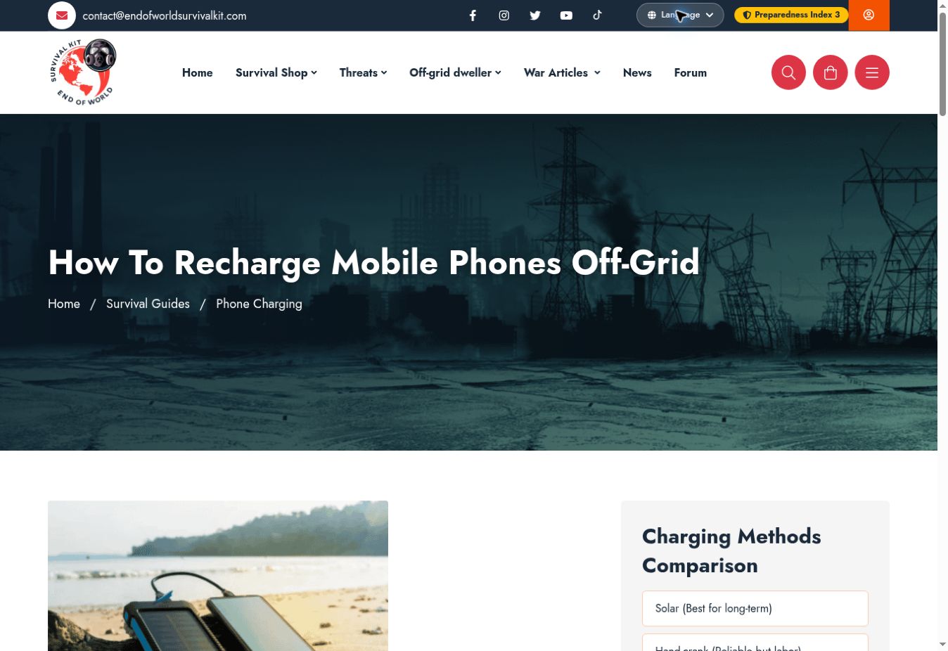 Screenshot of Phone charging off grid