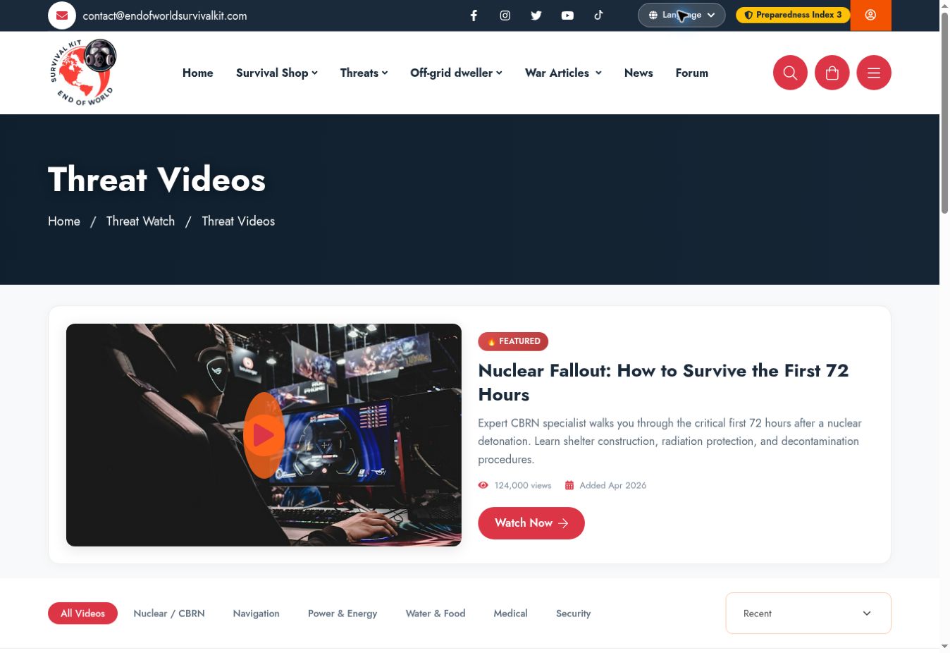 Screenshot of Threat videos